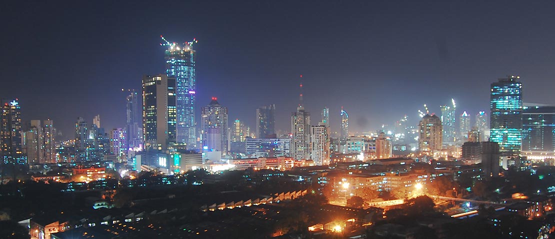 View of the Mumbai skyline at night